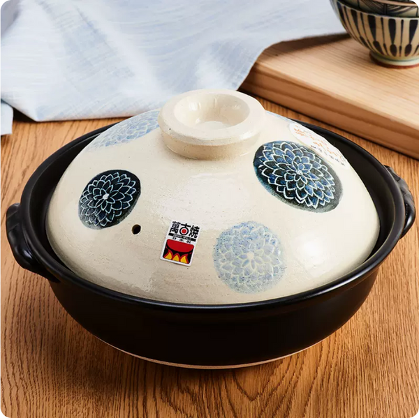 BANKOYAKI Japan Clay Pot 2.9L AIZOME DAHLIA No. 9 33 x 28 x 17 cm