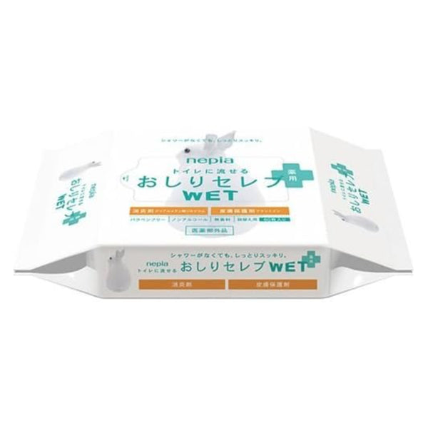 Nepia Japan super soft medicated wet toilet paper, anti-inflammatory ingredients, toilet flushable, unscented refill pack of 60 sheets