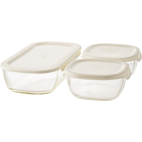 HARIO JAPAN Food Heat Resistant Glass Bowl 3pcs Set 0.6L x 2, 1L x 1