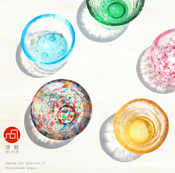 ADERIA Tsugaru Colorful Handmade Sake Cups Set 5pcs