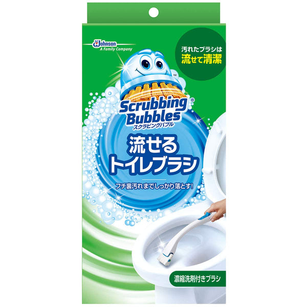 Johnson Japan Scrubbing Bubble Flushable Toilet Brush Floral Soap Scent Disposable (1 set)