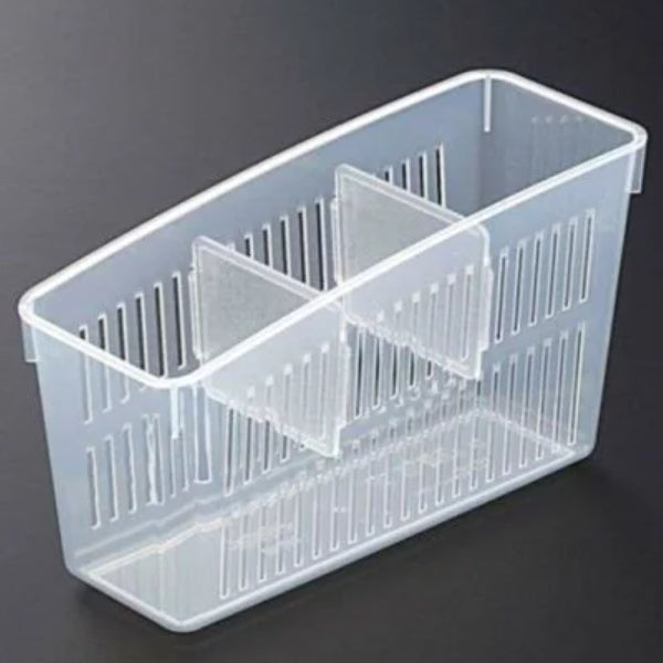 INOMATA Japan Vegetable Storage Box for Refrigerator With Two Partitions 9.7*24.5*14cm